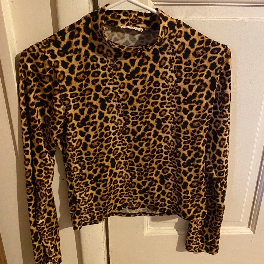 Leopard Print Turtleneck - Size M